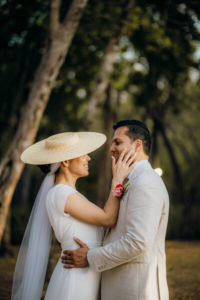 couple on moped in costa rica at their wedding