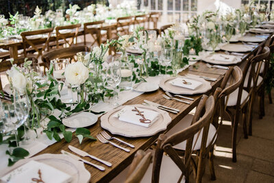 Wedding decor with elegant place settings.