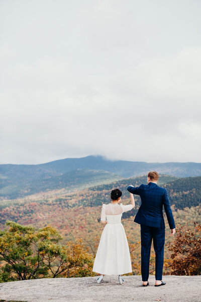 couple dancing during their white mountains national forest elopement in new hampshire