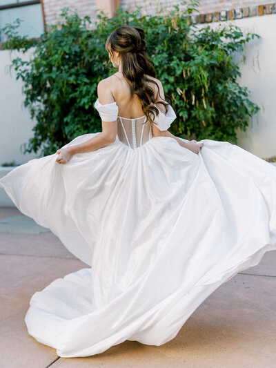  wedding dress on a mannequin before a luxury wedding at chateau Noland in San Luis Obispo