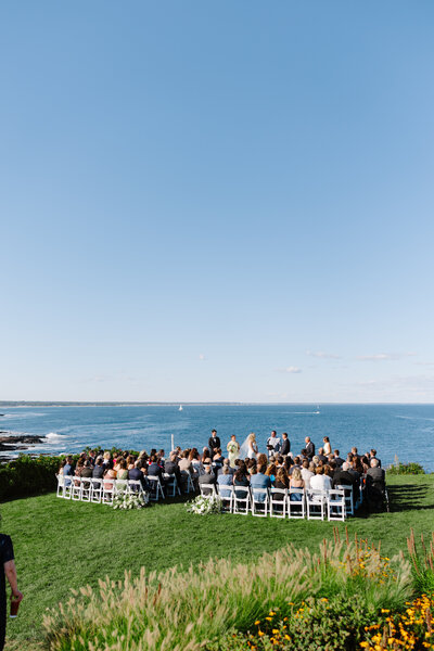 Wedding ceremony on the ocean at the Cliff House in Maine