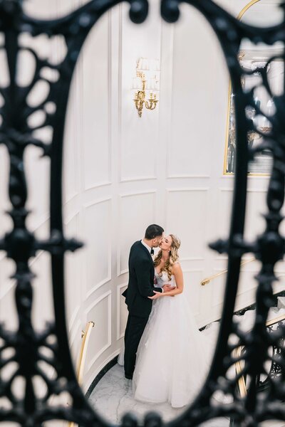 black man and white woman dance at their wedding night at the cosmos club in Washington d.c.