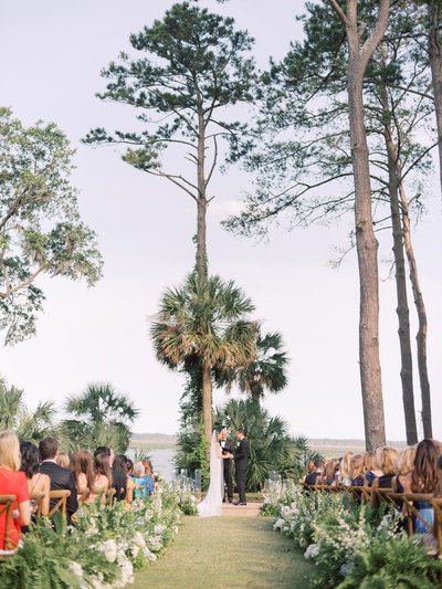 palmetto bluff wedding ceremony on the may river wedding chapel lawn