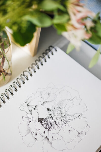 Camilla Damsbo Art collecting references for line and wash sketches