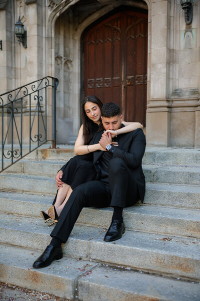 Groom holding bride