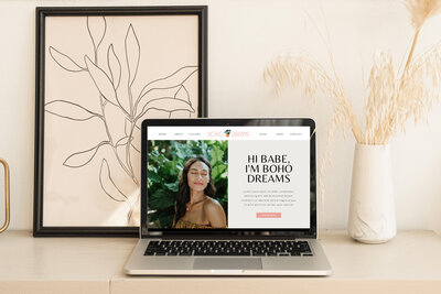 A mockup of a laptop showcasing our web design for Boho Dreams.