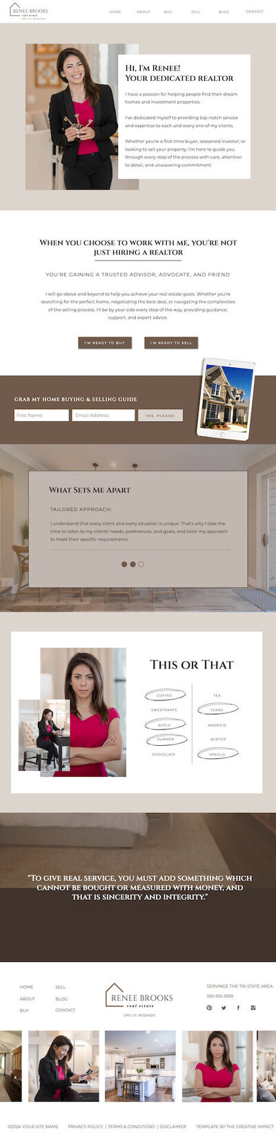 Renee Brooks realtor about page screenshot mockup on macbook