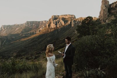 Couple eloping in Big Bend National Park