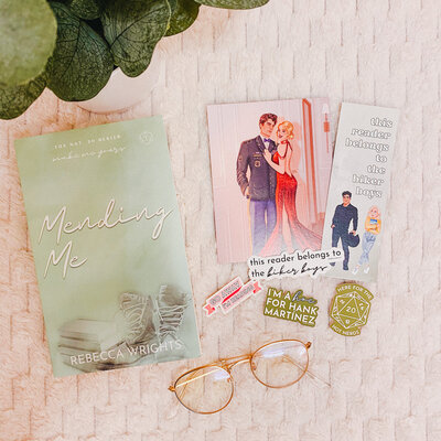 Image showing Mending Me book, stickers, and art prints included in book purchase