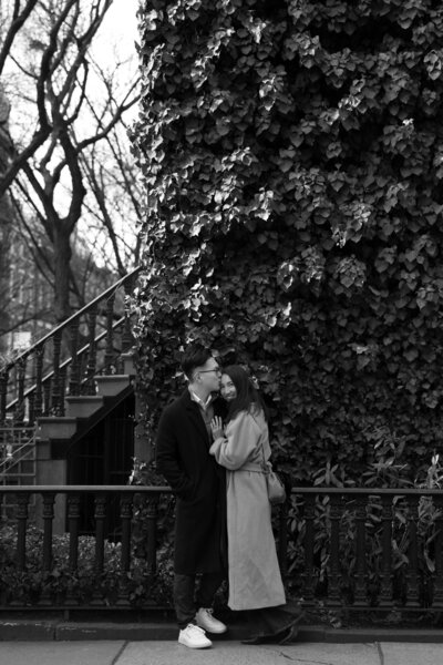 Engagement session in New York City during February with a cozy, romantic vibe.