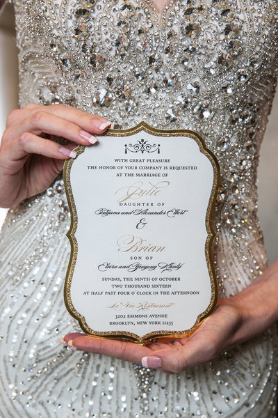 Layered glitter paper gold  elegant wedding invitation for the modern bride