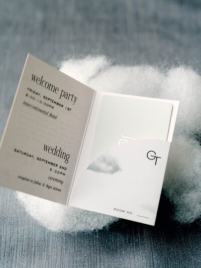 modern cloud inspired wedding stationery for a wedding at the St. Regis
