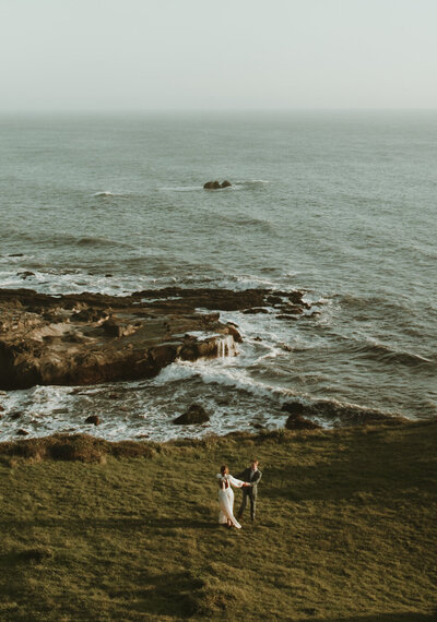 Coastal couples photos after an intimate elopement ceremony