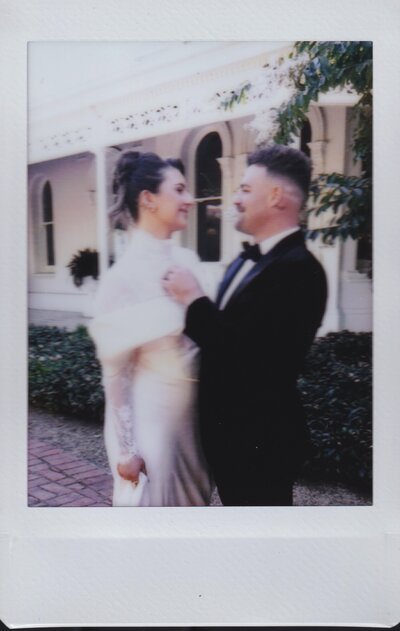 bride and groom portrait at melbourne wedding venue