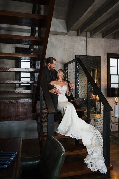 Groom and bride sharing an intimate, unscripted moment during their wedding in Nashville and Charleston