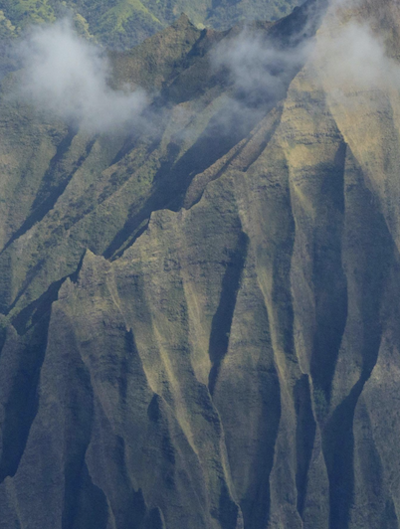 Up close shot of mountains on Na Pali Coast on Kauai