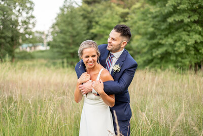 Couple in fun embrace
