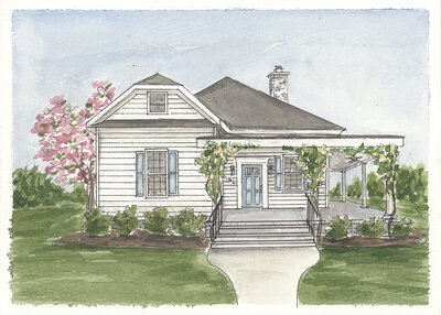 a watercolor portrait of the Radiant Collective photography studio