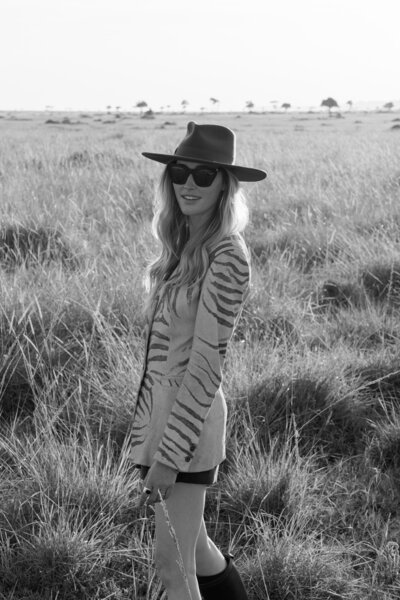 Alexis Stein wearing stylish safari gear