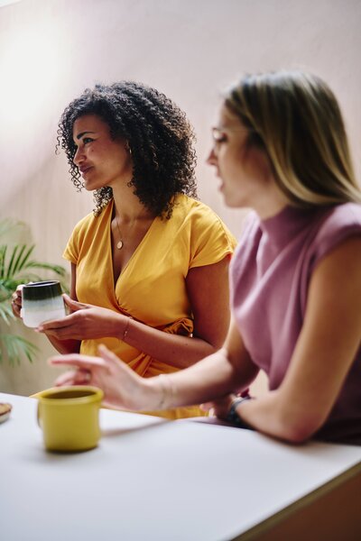Female founder attending a community event