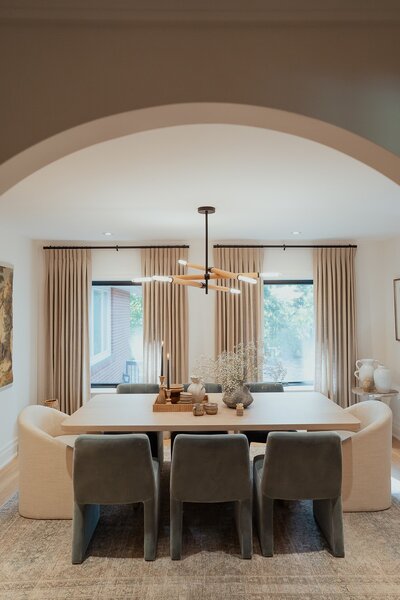 Dining room interior setup with chairs and table