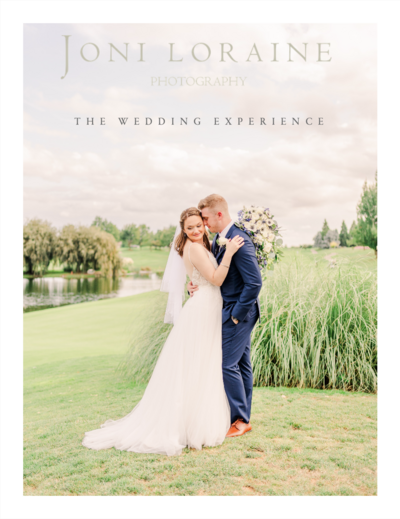 bride and groom on cover of portland wedding photography pricing guide