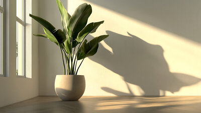 plant next to a window
