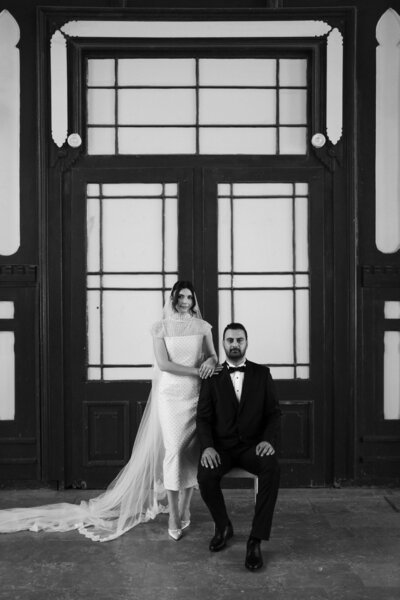 wedding couple on the streets walking