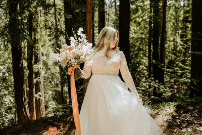 bride in the redwoods