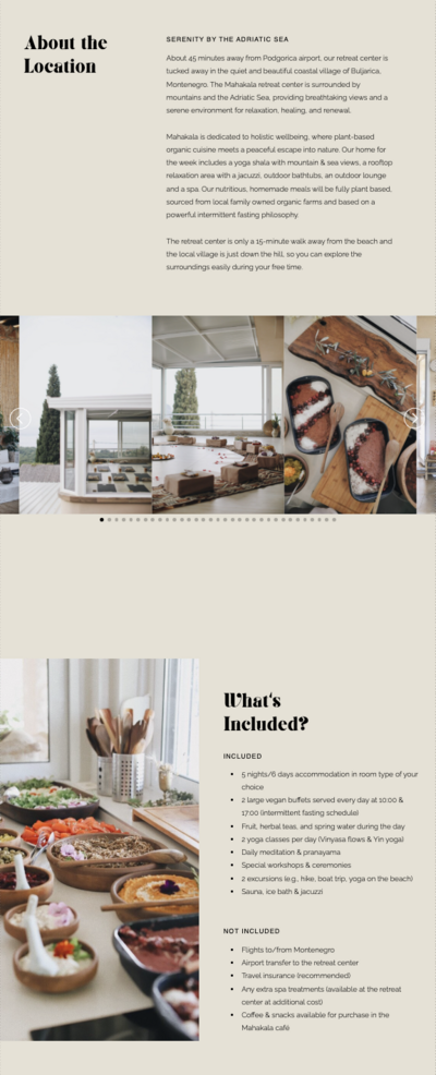 Soleya Retreats Homepage Screenshot