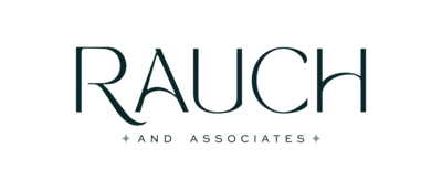 The image shows a logo with the text "RAUCH and Associates" in a stylized font.