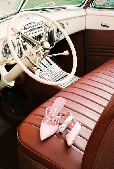 Classic car photo of shoes taken by one of the best orlando engagement photographers, Marissa Nicole Photography