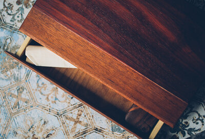 hand crafted album box for photos with drawer