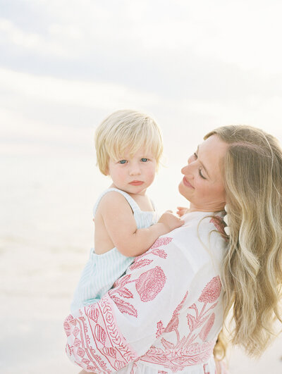Portrait of mom holding her baby son