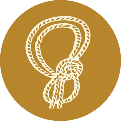circle sticker with a drawing of a looped rope