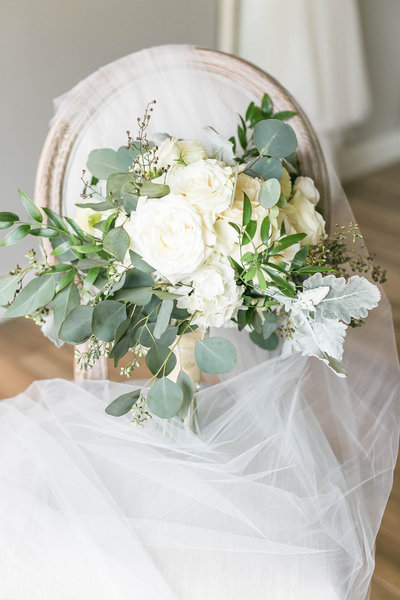 eucalyptus and ivory bridal bouquet. white wedding. bridal bouquet
