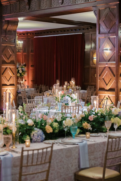 blue and delicate wedding reception tablescape photo from Larz Anderson House in Washington, DC