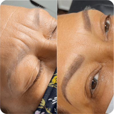 Powder eyebrow treatment - before and after