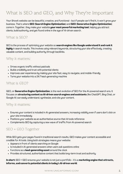Screenshot of the SEO freebie by Unica Formo.