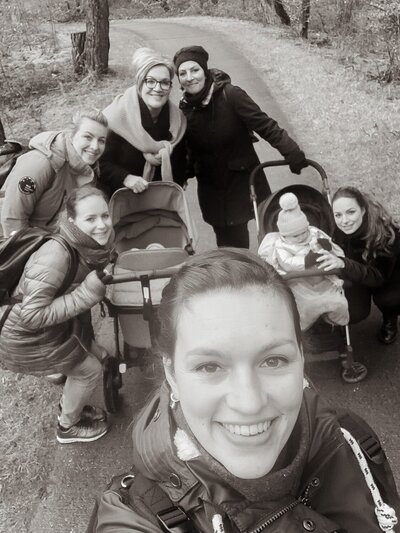 Een selfie van de fotograaf met haar familie.