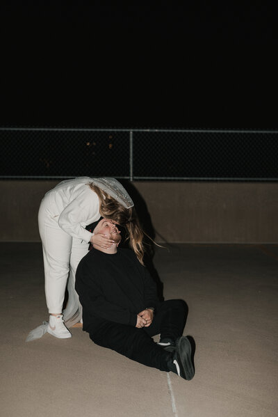 Engagement photos couple portraits at night