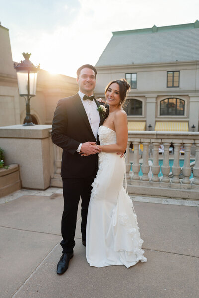 bride and groom kissing