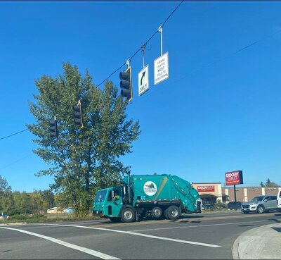 an Ecosystems transfer and recycling truck out for service in rural Lane County