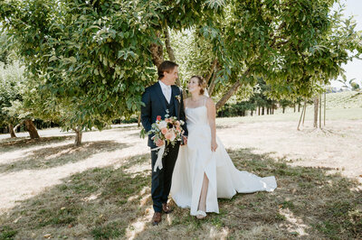Bride and Groom portrait at Amaterra Winery