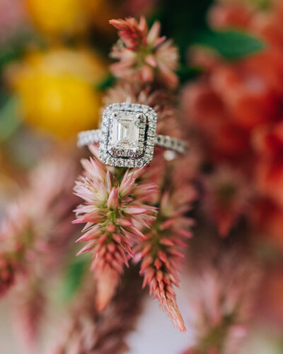 Wedding ring on a flower