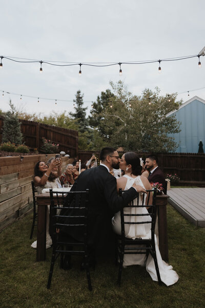 a Colorado micro wedding reception  table set up