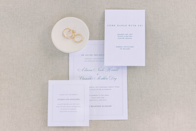 wedding invitation and ring details
