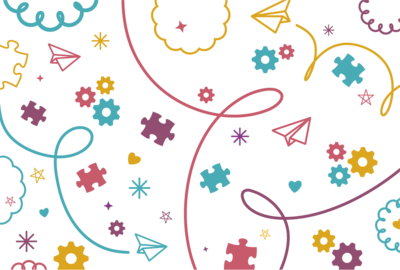 A variety of colorful, playful shapes.