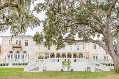 Outdoor view of the Grand Staircase on BellaCosa Lakeside wedding venue