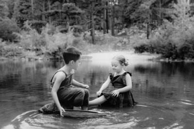 Hope's children playing in the river.